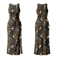 Javanese Batik Semen Family Matching Tank Maxi Dress and Hawaiian Shirt Indonesian Traditional Pattern LT01 Mom's Dress Black - Polynesian Pride