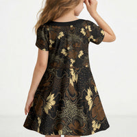 Javanese Batik Semen Kid Short Sleeve Dress Indonesian Traditional Pattern LT01 - Polynesian Pride