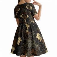 Javanese Batik Semen Kid Short Sleeve Dress Indonesian Traditional Pattern LT01 - Polynesian Pride
