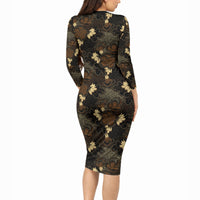 Javanese Batik Semen Long Sleeve Bodycon Dress Indonesian Traditional Pattern LT01 - Polynesian Pride