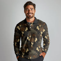 Javanese Batik Semen Long Sleeve Polo Shirt Indonesian Traditional Pattern