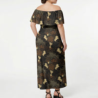 Javanese Batik Semen Off Shoulder Maxi Dress Indonesian Traditional Pattern LT01 - Polynesian Pride