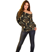 Javanese Batik Semen Off Shoulder Sweater Indonesian Traditional Pattern