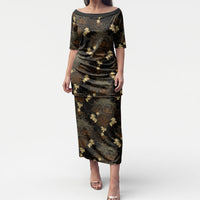 Javanese Batik Semen Puletasi Indonesian Traditional Pattern LT01 Long Dress Black - Polynesian Pride