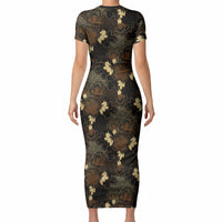 Javanese Batik Semen Short Sleeve Bodycon Dress Indonesian Traditional Pattern LT01 - Polynesian Pride