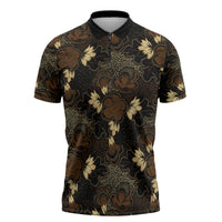 Javanese Batik Semen Zipper Polo Shirt Indonesian Traditional Pattern LT01 Black - Polynesian Pride
