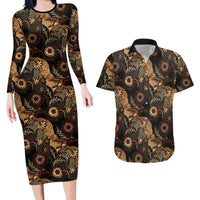 Batik Pedalaman Semen Lereng Style Couples Matching Long Sleeve Bodycon Dress and Hawaiian Shirt Indonesian Traditional Pattern