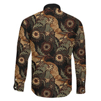 Batik Pedalaman Semen Lereng Style Family Matching Off The Shoulder Long Sleeve Dress and Hawaiian Shirt Indonesian Traditional Pattern LT01 - Polynesian Pride