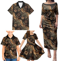 Batik Pedalaman Semen Lereng Style Family Matching Puletasi and Hawaiian Shirt Indonesian Traditional Pattern LT01 - Polynesian Pride