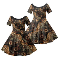 Batik Pedalaman Semen Lereng Style Family Matching Puletasi and Hawaiian Shirt Indonesian Traditional Pattern LT01 Daughter's Dress Black - Polynesian Pride