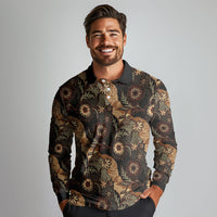 Batik Pedalaman Semen Lereng Style Long Sleeve Polo Shirt Indonesian Traditional Pattern LT01 - Polynesian Pride