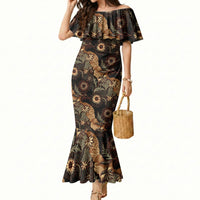 Batik Pedalaman Semen Lereng Style Mermaid Dress Indonesian Traditional Pattern LT01 Women Black - Polynesian Pride