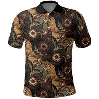Batik Pedalaman Semen Lereng Style Polo Shirt Indonesian Traditional Pattern LT01 Black - Polynesian Pride