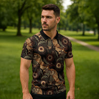Batik Pedalaman Semen Lereng Style Zipper Polo Shirt Indonesian Traditional Pattern LT01 - Polynesian Pride