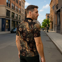 Batik Pedalaman Semen Lereng Style Zipper Polo Shirt Indonesian Traditional Pattern LT01 - Polynesian Pride