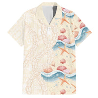 Beige Hawaii Lei Seashells Starfish Family Matching Short Sleeve Bodycon Dress and Hawaiian Shirt Sandy Sylized - Polynesian Pride