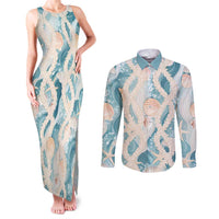 Hawaii Lei Seashells Starfish Couples Matching Tank Maxi Dress and Long Sleeve Button Shirt Fresh Summer Vibe - Polynesian Pride