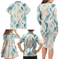 Hawaii Lei Seashells Starfish Family Matching Long Sleeve Bodycon Dress and Hawaiian Shirt Fresh Summer Vibe LT01 - Polynesian Pride
