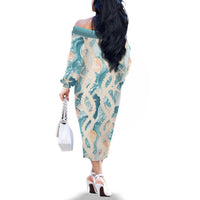 Hawaii Lei Seashells Starfish Family Matching Off The Shoulder Long Sleeve Dress and Hawaiian Shirt Fresh Summer Vibe LT01 - Polynesian Pride