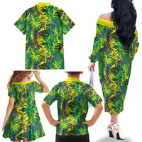 Hawaii Summer Tropical Leaves Family Matching Off The Shoulder Long Sleeve Dress and Hawaiian Shirt LT01 - Polynesian Pride