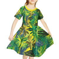 Hawaii Summer Tropical Leaves Kid Short Sleeve Dress LT01 - Polynesian Pride