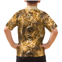 Hawaii Gold Tropical Leaves Family Matching Mermaid Dress and Hawaiian Shirt LT01 - Polynesian Pride