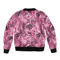 Hawaii Pink Tropical Leaves Bomber Jacket - Polynesian Pride