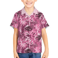 Hawaii Pink Tropical Leaves Family Matching Short Sleeve Bodycon Dress and Hawaiian Shirt LT01 Son's Shirt Pink - Polynesian Pride