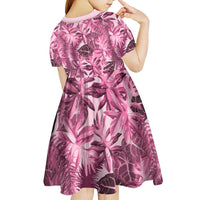 Hawaii Pink Tropical Leaves Kid Short Sleeve Dress LT01 - Polynesian Pride