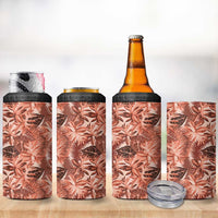 Hawaii Red Brown Tropical Leaves 4 in 1 Can Cooler Tumbler - Polynesian Pride