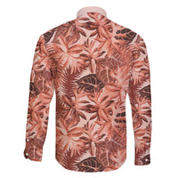 Hawaii Red Brown Tropical Leaves Family Matching Off Shoulder Maxi Dress and Hawaiian Shirt - Polynesian Pride
