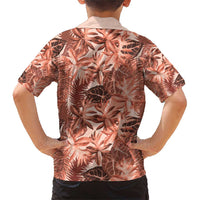 Hawaii Red Brown Tropical Leaves Family Matching Short Sleeve Bodycon Dress and Hawaiian Shirt LT01 - Polynesian Pride