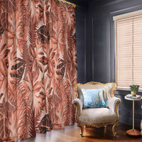Hawaii Red Brown Tropical Leaves Window Curtain - Polynesian Pride