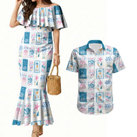 Hawaii Coastal Summer Postcard Couples Matching Mermaid Dress and Hawaiian Shirt LT01 Multicolor - Polynesian Pride