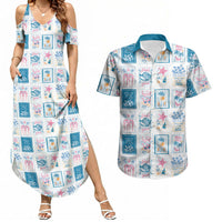 Hawaii Coastal Summer Postcard Couples Matching Summer Maxi Dress and Hawaiian Shirt LT01 Multicolor - Polynesian Pride