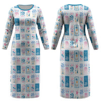 Hawaii Coastal Summer Postcard Family Matching Long Sleeve Bodycon Dress and Hawaiian Shirt LT01 Mom's Dress Multicolor - Polynesian Pride
