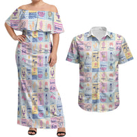 Aloha Summer Posters Grunge Textures Couples Matching Off Shoulder Maxi Dress and Hawaiian Shirt LT01 Multicolor - Polynesian Pride