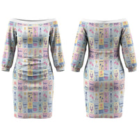 Aloha Summer Posters Grunge Textures Couples Matching Off The Shoulder Long Sleeve Dress and Long Sleeve Button Shirt LT01 - Polynesian Pride