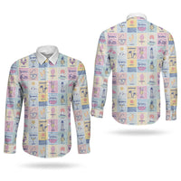 Aloha Summer Posters Grunge Textures Couples Matching Puletasi and Long Sleeve Button Shirt LT01 - Polynesian Pride