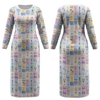 Aloha Summer Posters Grunge Textures Family Matching Long Sleeve Bodycon Dress and Hawaiian Shirt LT01 Mom's Dress Multicolor - Polynesian Pride