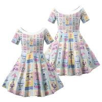 Aloha Summer Posters Grunge Textures Family Matching Off Shoulder Maxi Dress and Hawaiian Shirt LT01 Daughter's Dress Multicolor - Polynesian Pride