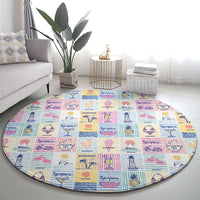 Aloha Summer Posters Grunge Textures Round Carpet LT01 - Polynesian Pride