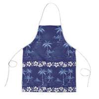Blue Hawaii Palm Tree Hibiscus Apron Fantasy Summer Vibe