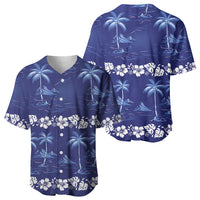 Blue Hawaii Palm Tree Hibiscus Baseball Jersey Fantasy Summer Vibe