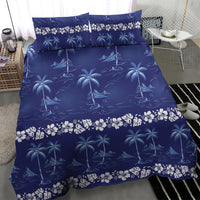 Blue Hawaii Palm Tree Hibiscus Bedding Set Fantasy Summer Vibe LT01 - Polynesian Pride