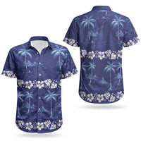 Blue Hawaii Palm Tree Hibiscus Couples Matching Mermaid Dress and Hawaiian Shirt Fantasy Summer Vibe LT01 - Polynesian Pride
