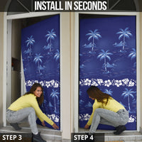 Blue Hawaii Palm Tree Hibiscus Door Cover Fantasy Summer Vibe LT01 - Polynesian Pride