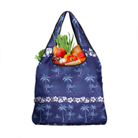 Blue Hawaii Palm Tree Hibiscus Grocery Bag Fantasy Summer Vibe LT01 1-pack One Size Blue - Polynesian Pride