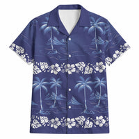 Blue Hawaii Palm Tree Hibiscus Hawaiian Shirt Fantasy Summer Vibe LT01 Blue - Polynesian Pride