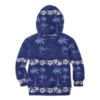 Blue Hawaii Palm Tree Hibiscus Kid Hoodie Fantasy Summer Vibe LT01 - Polynesian Pride